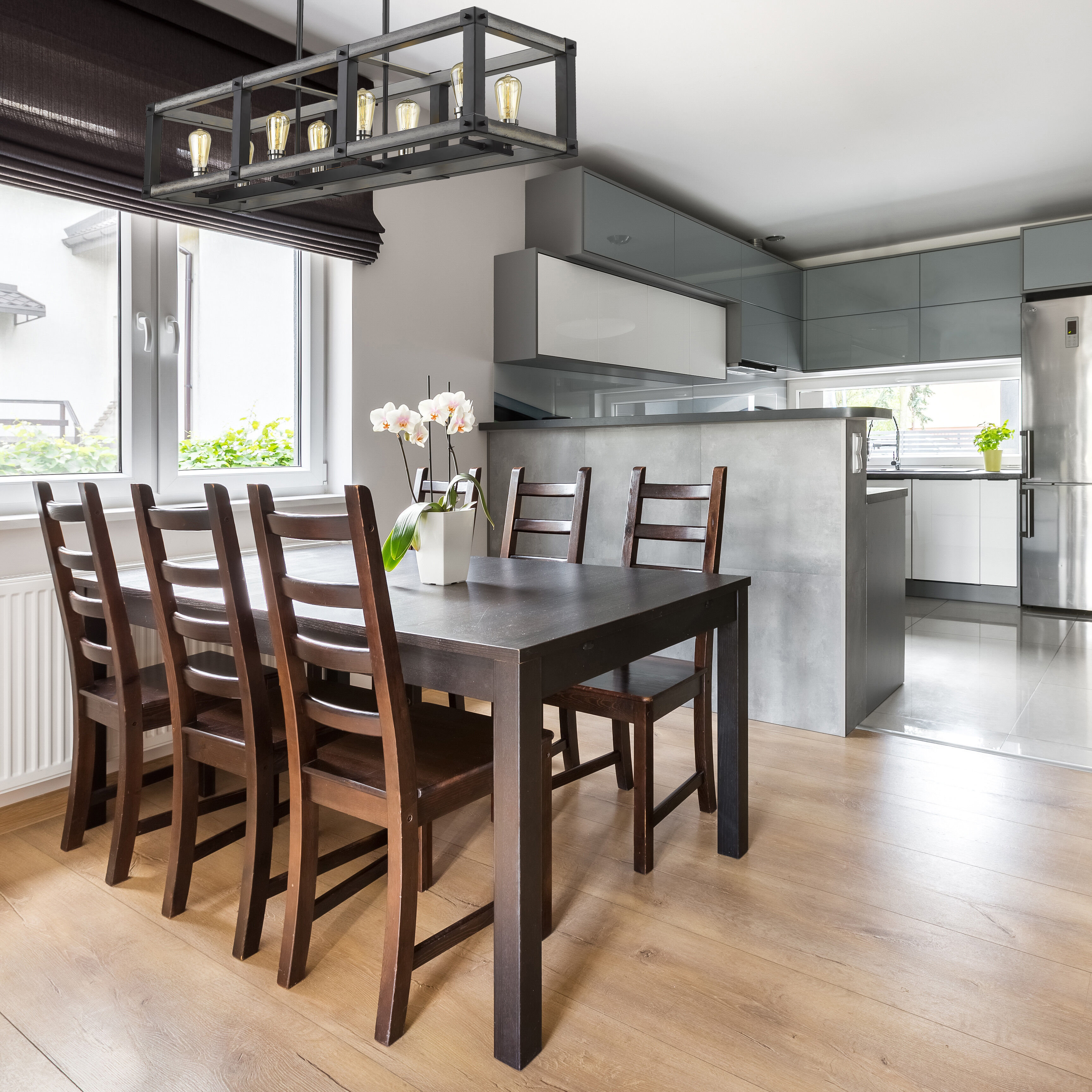 Kirkland 8 Light 44 inch Ashen Barnboard Linear Chandelier Ceiling Light