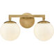 Gillian 2 Light 16 inch Natural Brass Vanity Light Wall Light