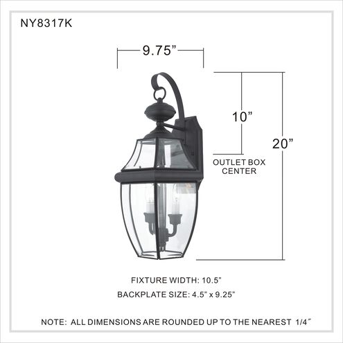 Newbury 2 Light 20 inch Mystic Black Outdoor Wall Lantern