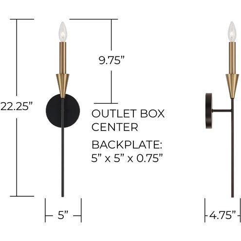 Avant 1 Light 5 inch Aged Brass and Black Sconce Wall Light
