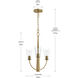 Jheni 3 Light 14 inch Brushed Gold Chandelier Ceiling Light