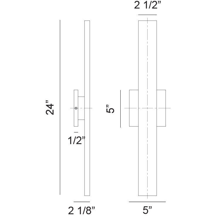 Zayden LED 24 inch Matte White Outdoor Wall Light