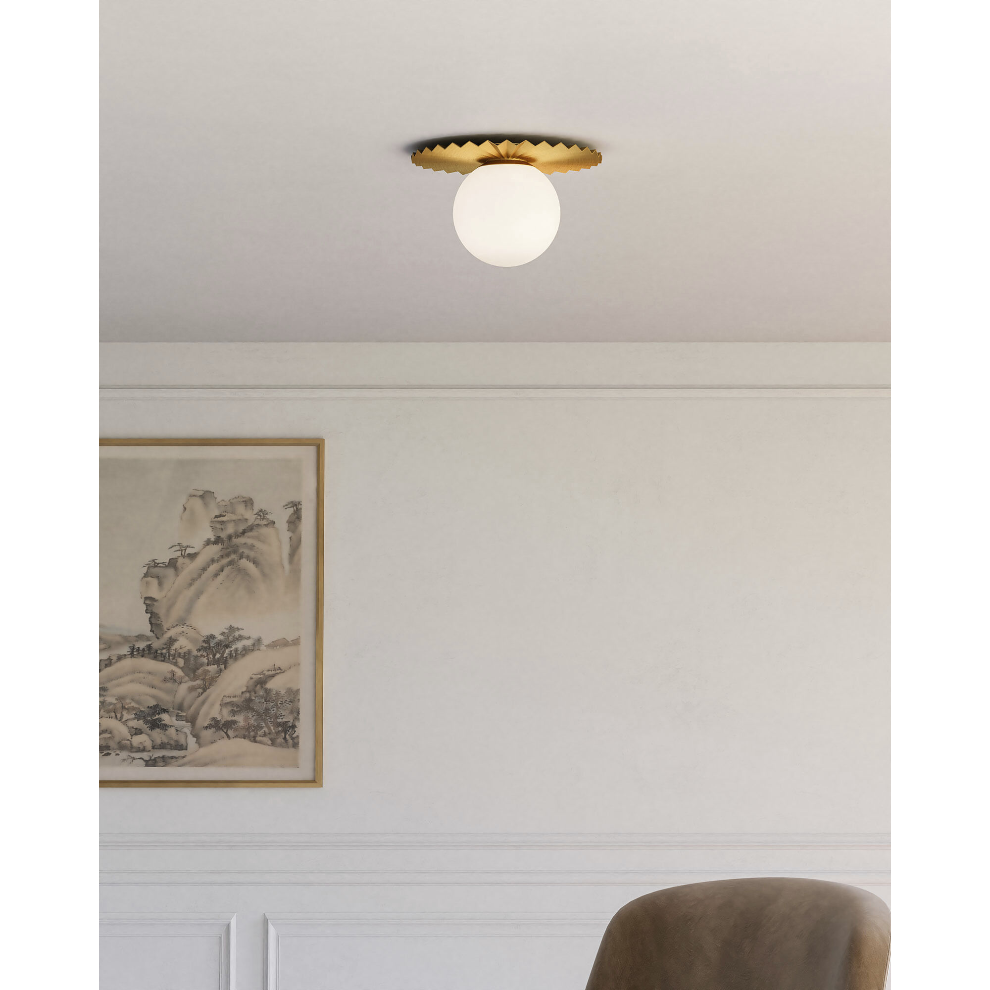 Alora Mood Plume 1 Light 11.88 inch Brushed Gold/Opal Matte Glass Flush Mount Ceiling Light