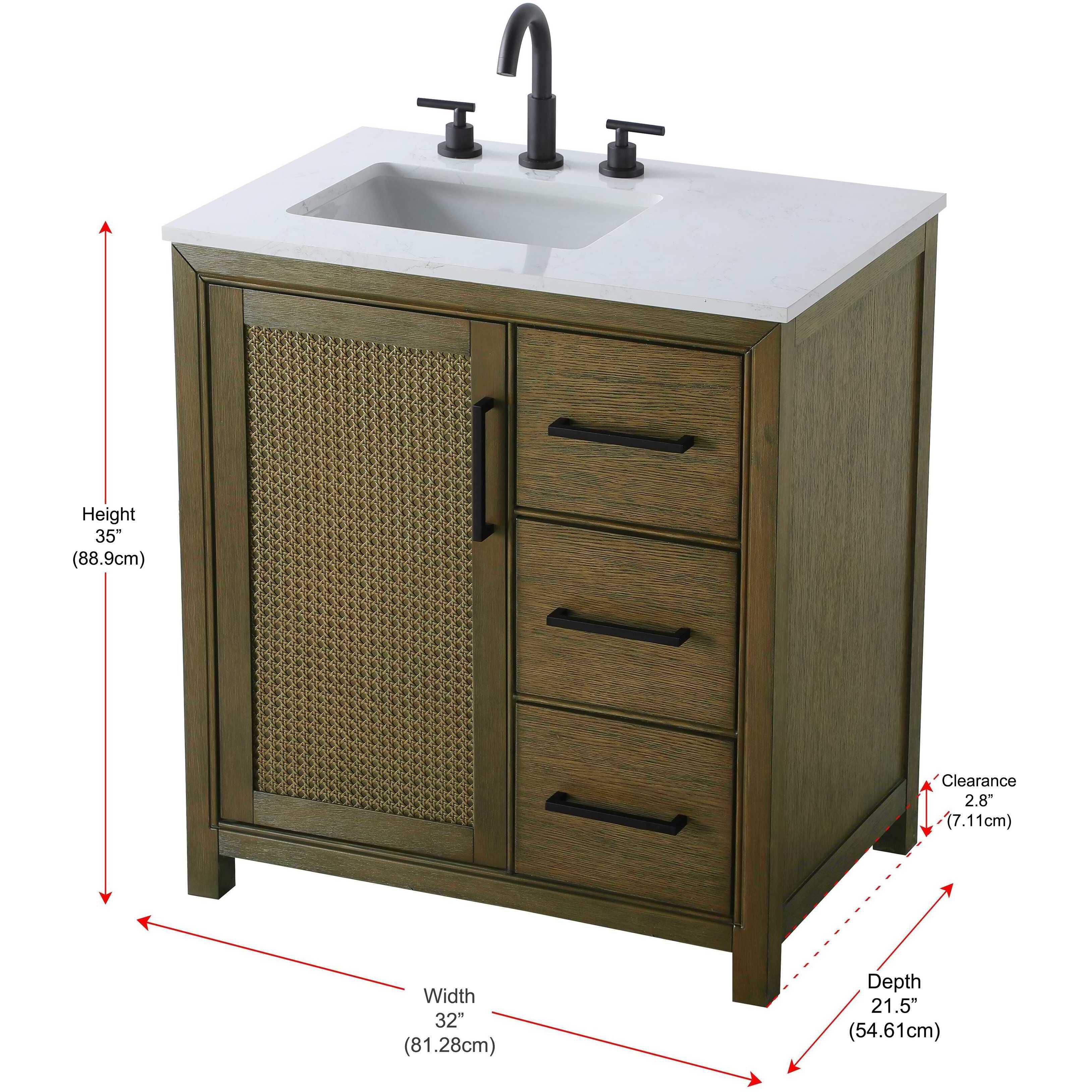 Alina 32 X 34 inch Hazel Oak Bathroom Vanity Cabinet