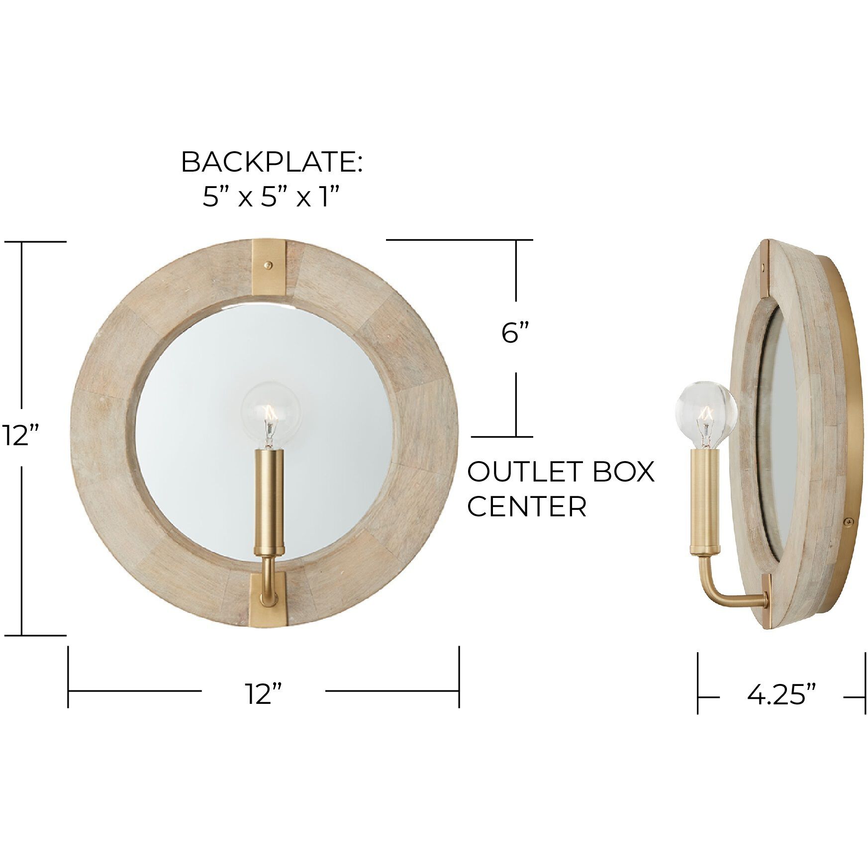 Finn 1 Light 12 inch White Wash and Matte Brass Sconce Wall Light