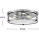 Lowell 3 Light 16 inch Chrome with Clear glass Foyer Light Ceiling Light, Flush Mount