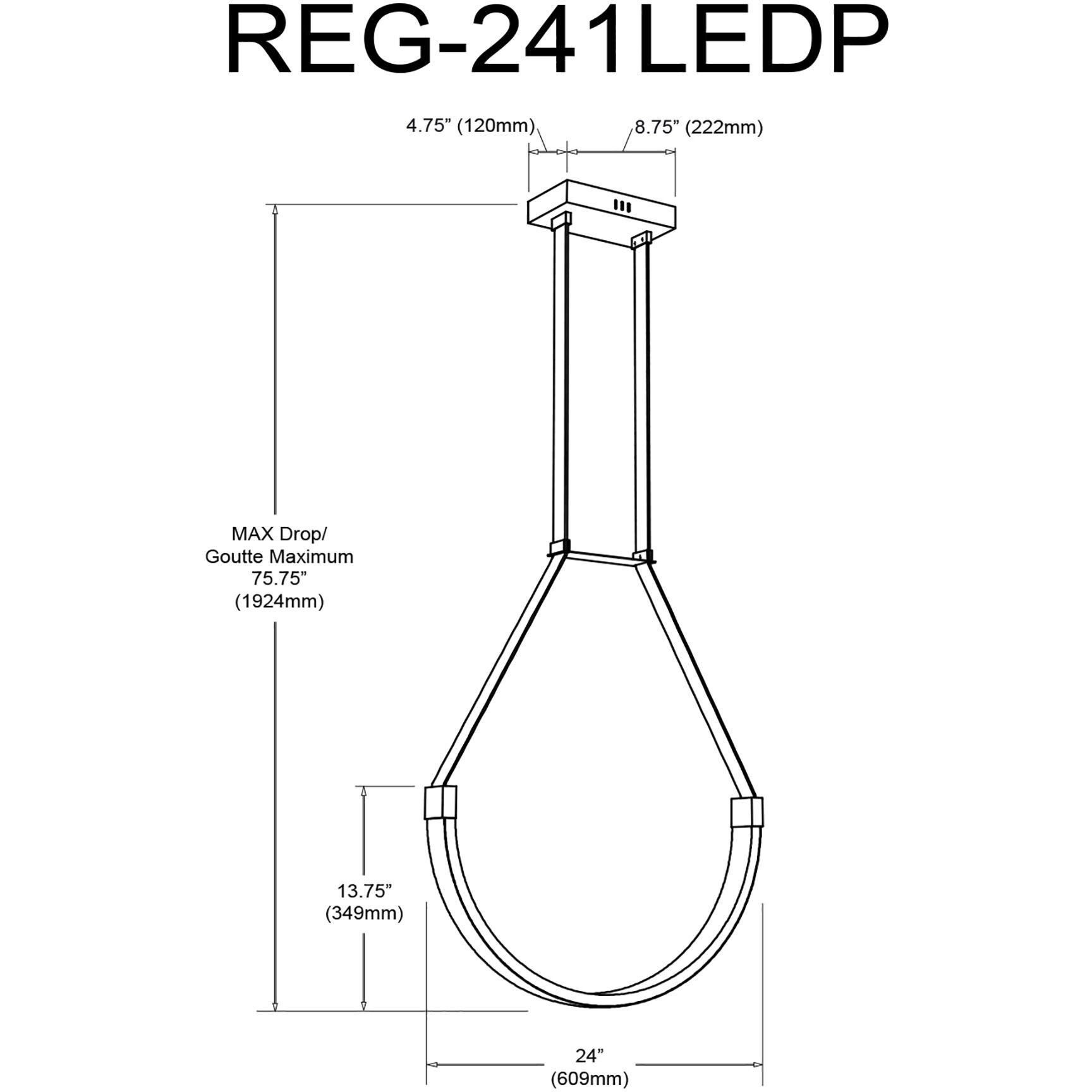 Regan LED 24 inch Matte Black Pendant Ceiling Light