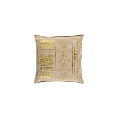 Jizera 20 X 20 inch Tan and Lime Throw Pillow