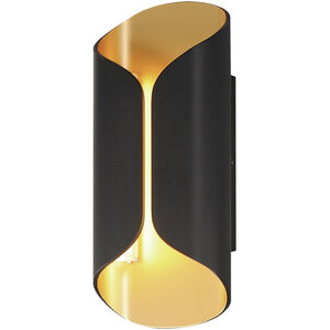 Folio LED 13.75 inch Black with Gold Outdoor Wall Mount