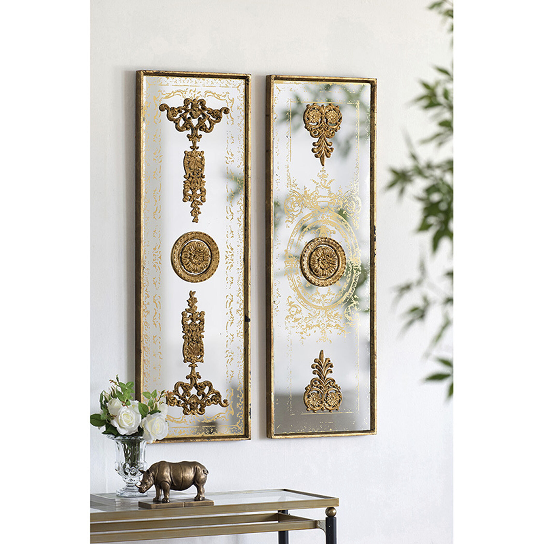 Doorways Bronze and Mirrored Wall Art, Set of 2