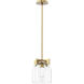 Scoop 1 Light 8 inch Natural Aged Brass Single Pendant Ceiling Light in Clear