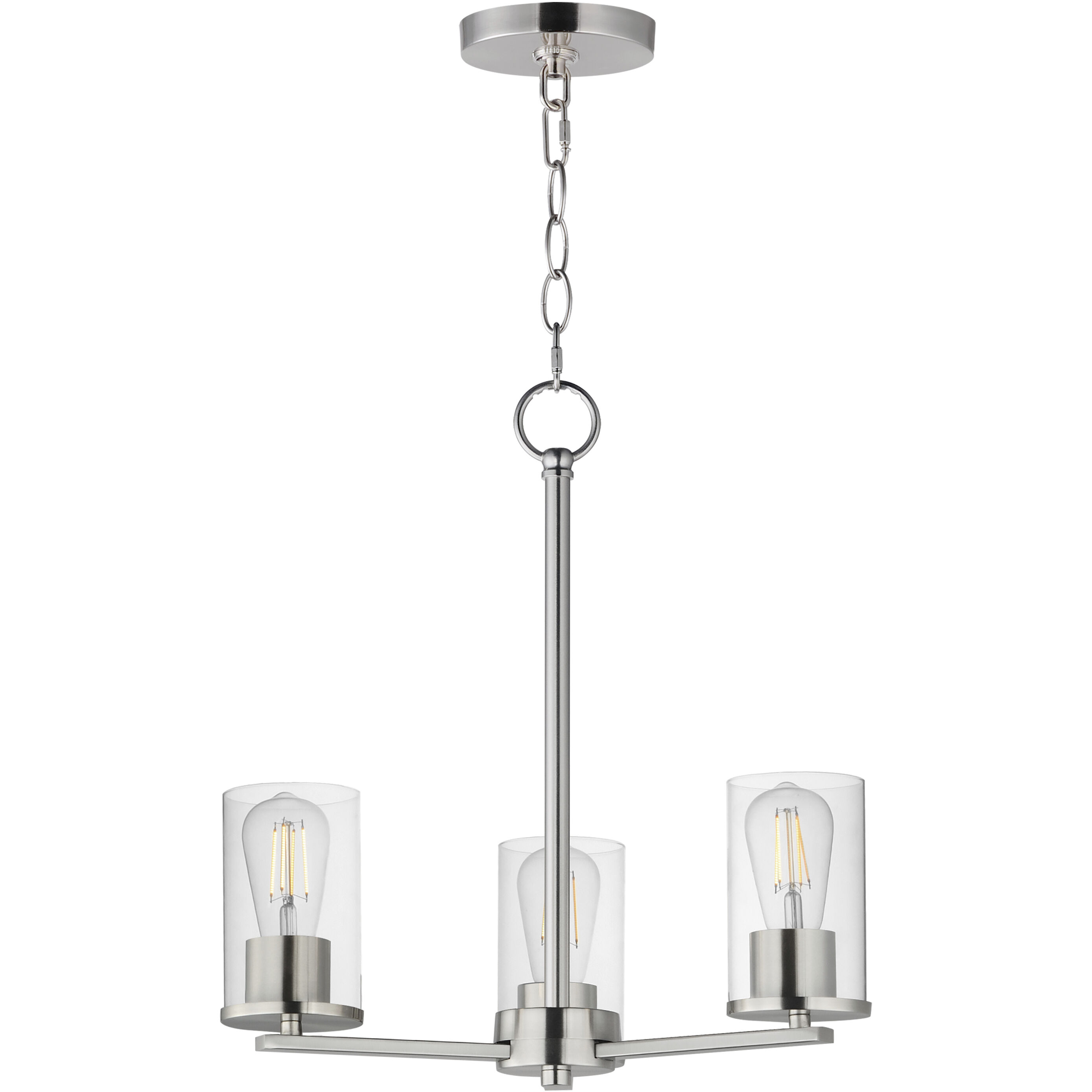Lateral 3 Light 18 inch Satin Nickel Chandelier Ceiling Light in Clear