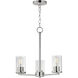 Lateral 3 Light 18 inch Satin Nickel Chandelier Ceiling Light in Clear