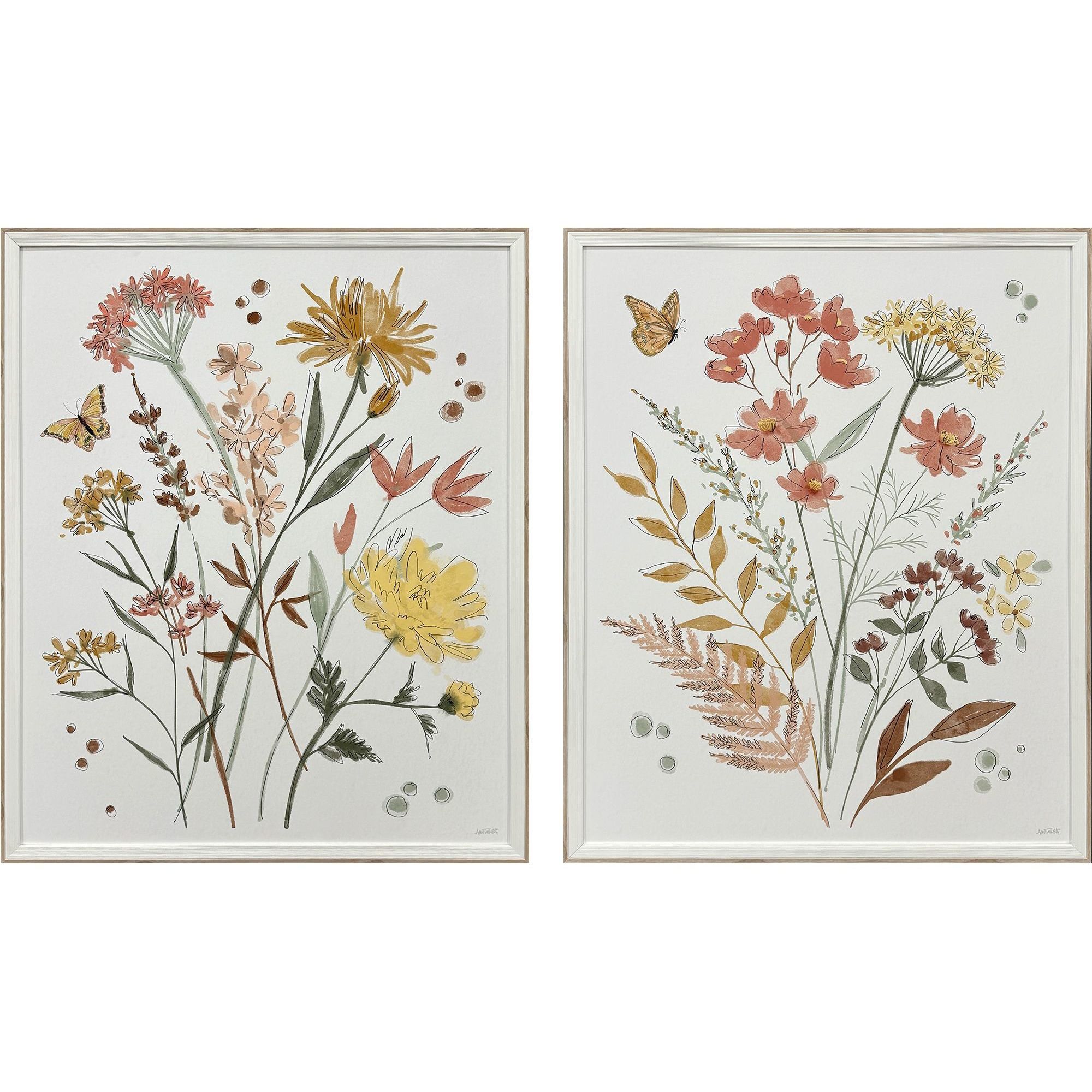 Full Bloom Rust and Brown and Yellow Framed Art