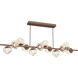 Luna LED 72 inch Burnished Bronze Chandelier Ceiling Light in 3000K LED, Floret Inner - Amber Outer, Twisted Branch