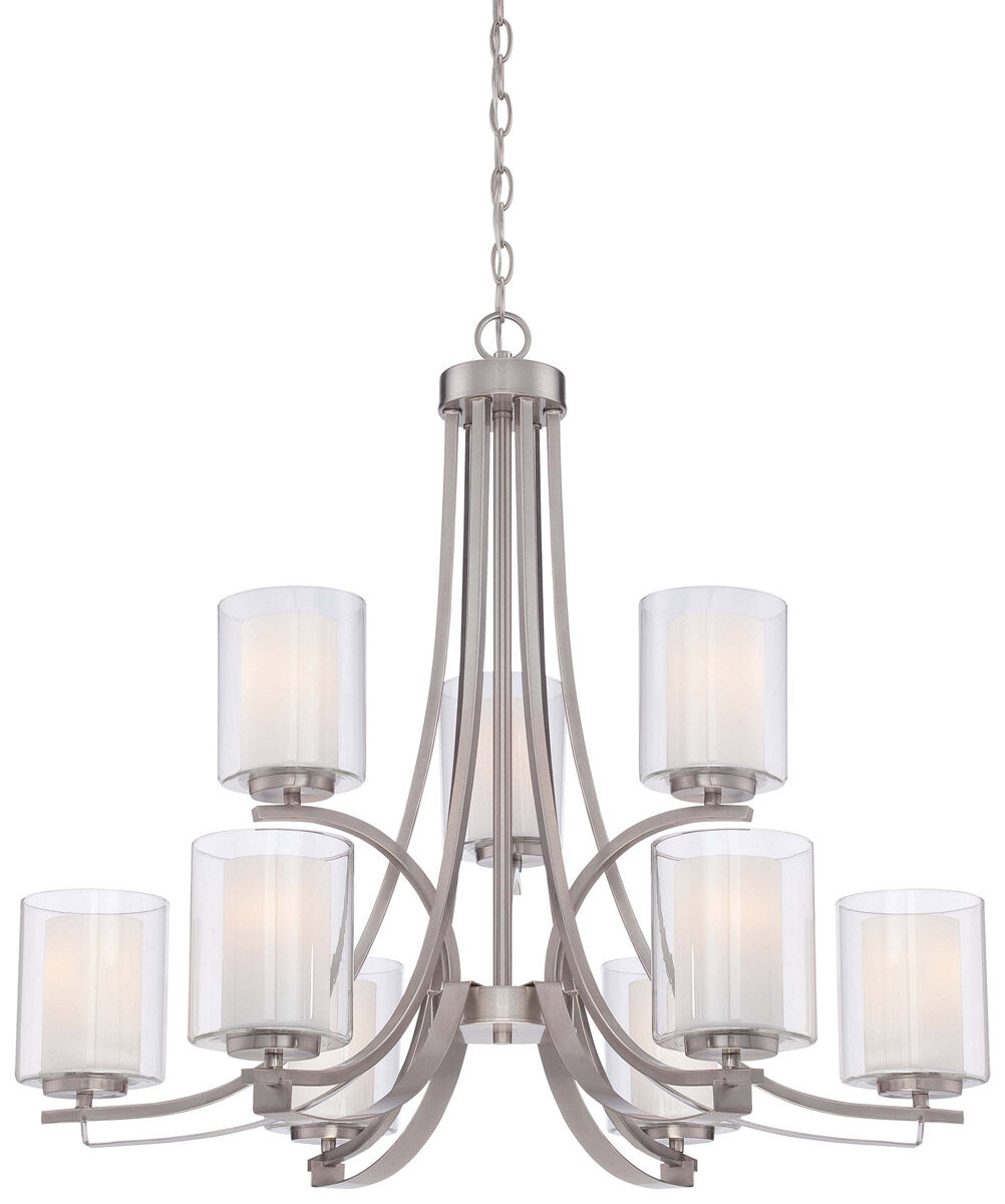 Parsons Studio 9 Light 32 inch Brushed Nickel Chandelier Ceiling Light