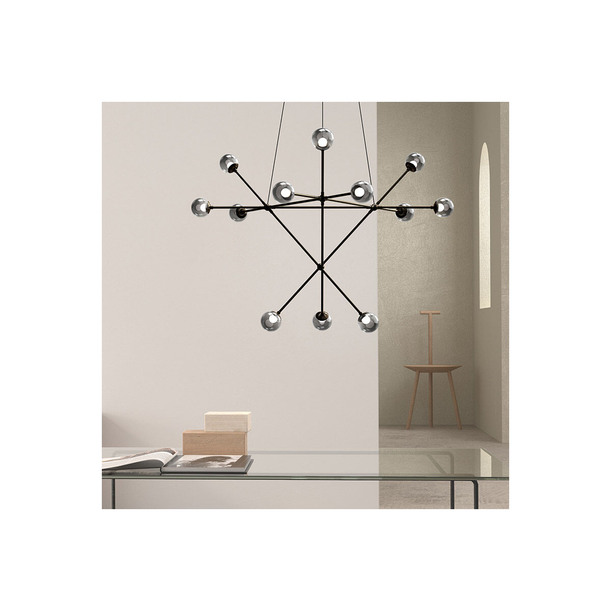 Proton LED 40 inch Polished Black Nickel Pendant Ceiling Light