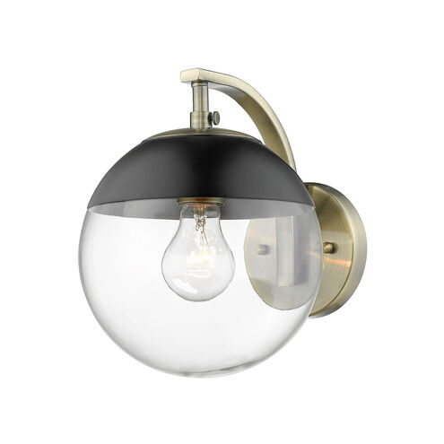 Dixon 1 Light 8 inch Aged Brass Wall Sconce Wall Light in Matte Black, Damp