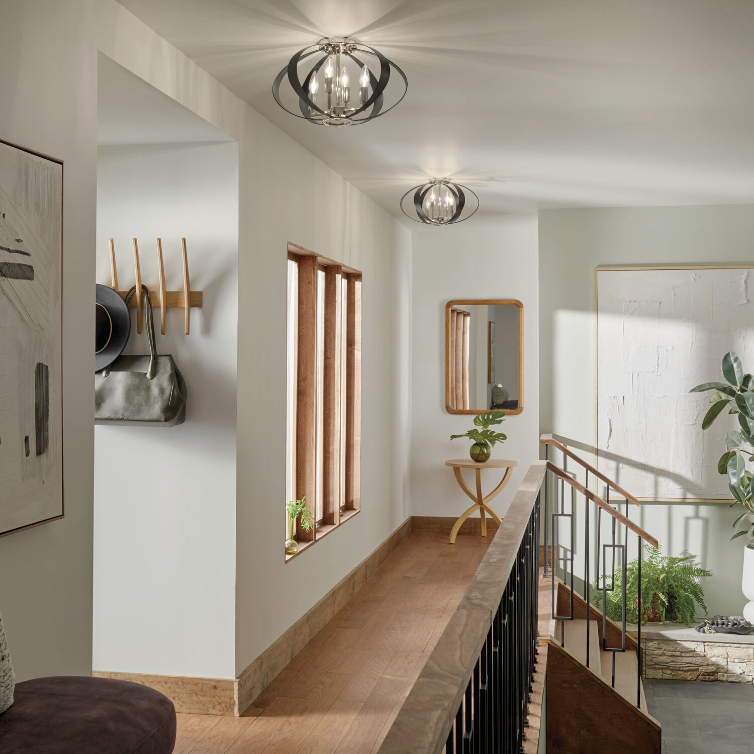 Cecil LED 17.75 inch Polished Nickel and Black Flush Mount Ceiling Light