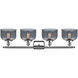 Ballston Large Bell 4 Light 36 inch Polished Chrome Bath Vanity Light Wall Light in Plated Smoke Glass, Ballston