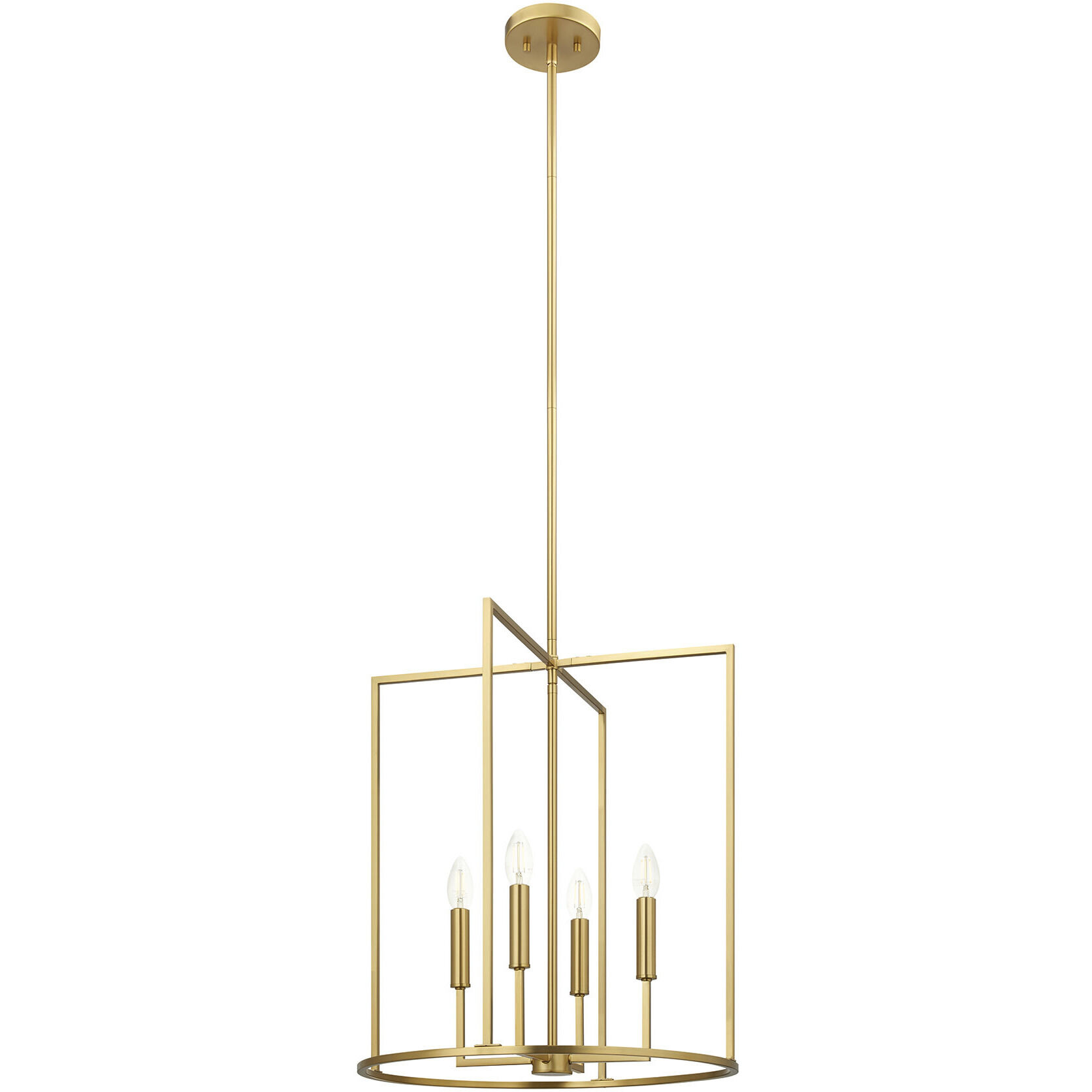 Modern 4 Light 19 inch Natural Brass Pendant Ceiling Light