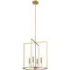 Modern 4 Light 19 inch Natural Brass Pendant Ceiling Light