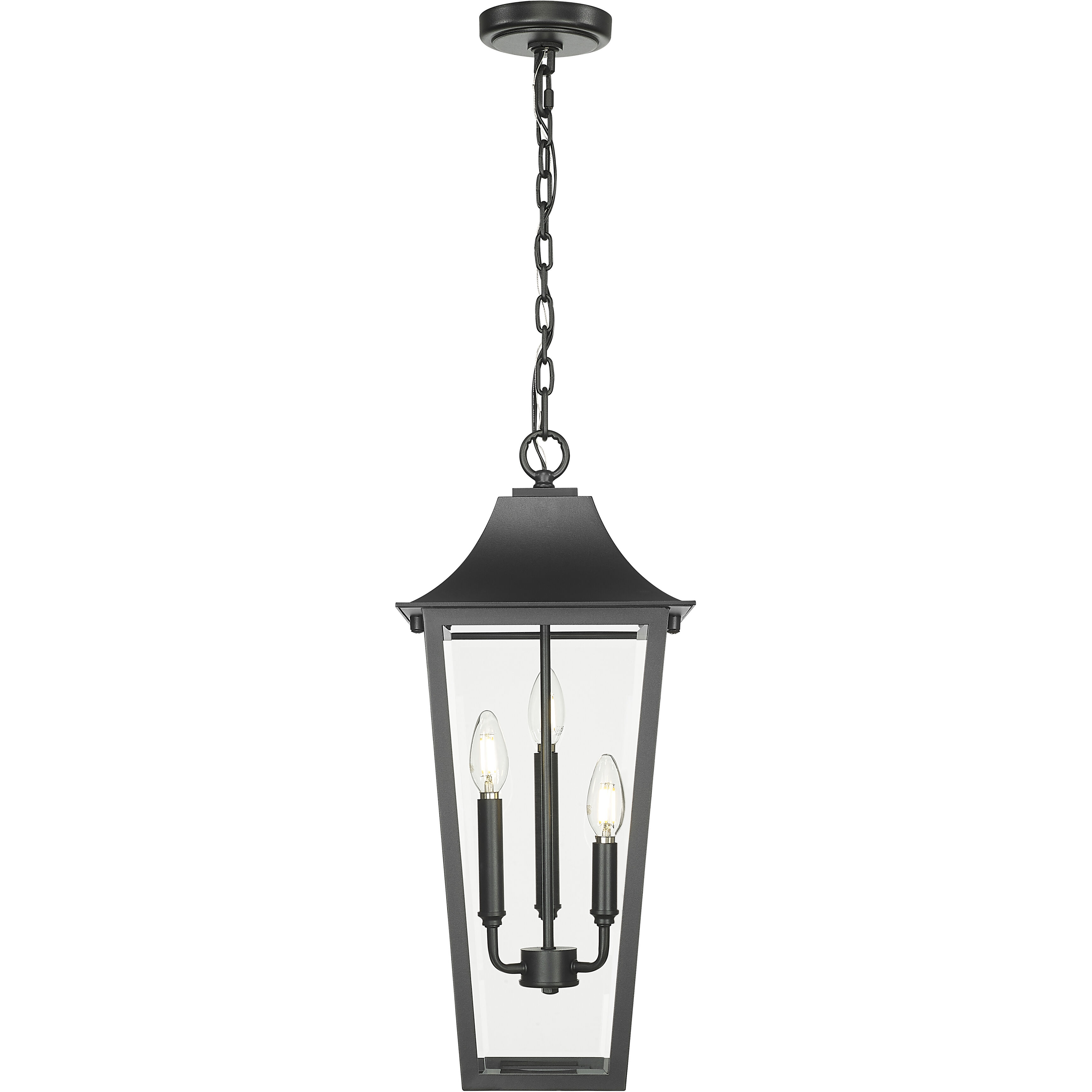 Gannon 3 Light 10 inch Black Outdoor Chain Mount Ceiling Fixture in G9