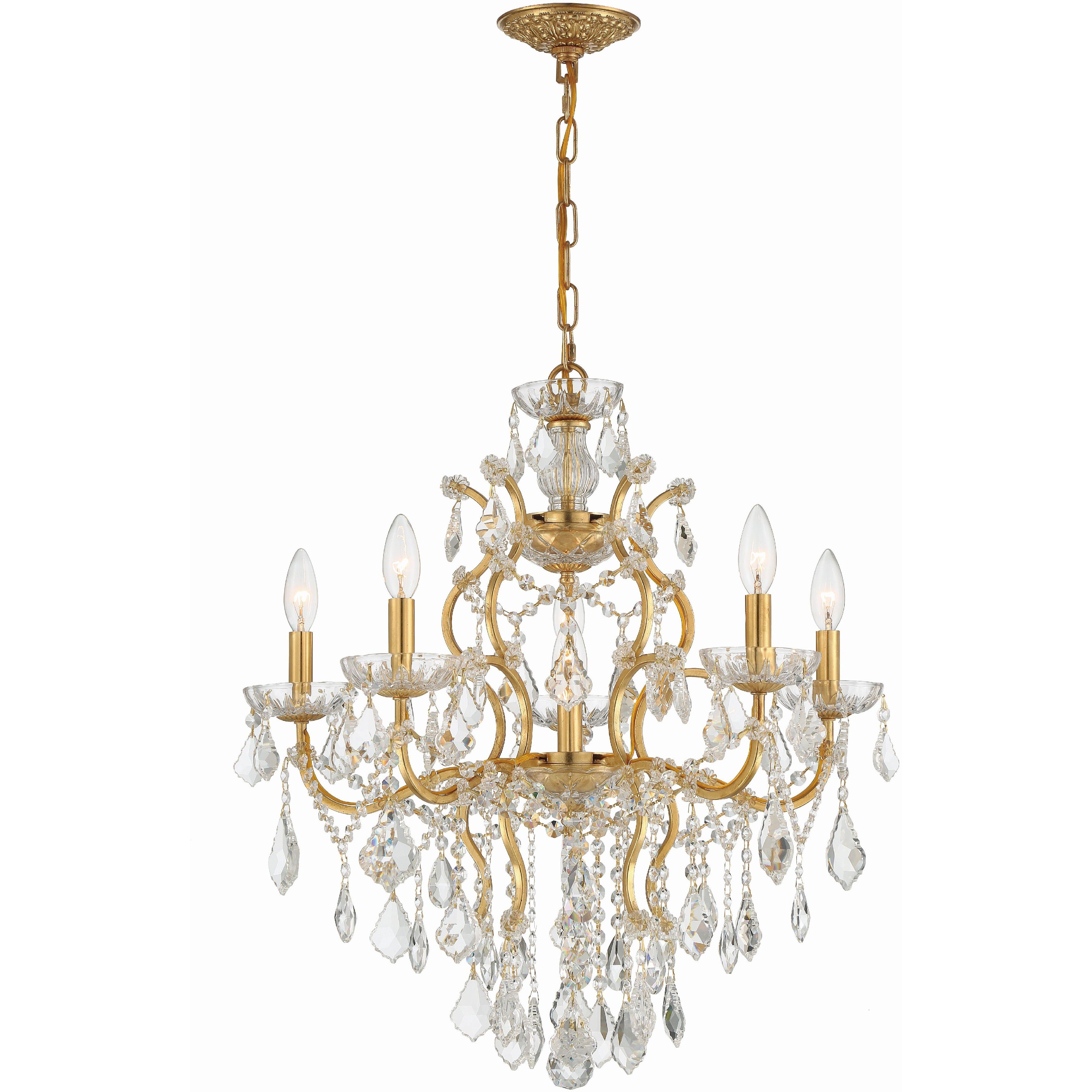 Filmore 6 Light 23 inch Antique Gold Chandelier Ceiling Light in Clear Spectra
