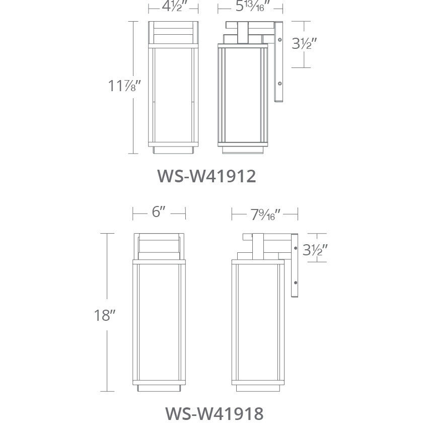 Two If By Sea LED 18 inch Black Outdoor Wall Light in 18in.