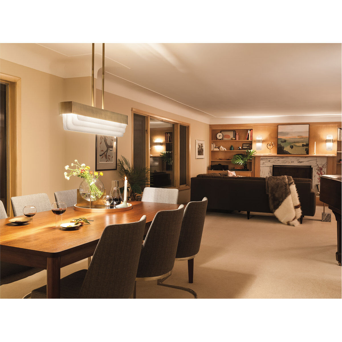 Serene LED 6 inch Natural Brass Chandelier Linear Ceiling Light