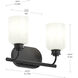 Reines 2 Light 14.75 inch Matte Black Bath Vanity Wall Light