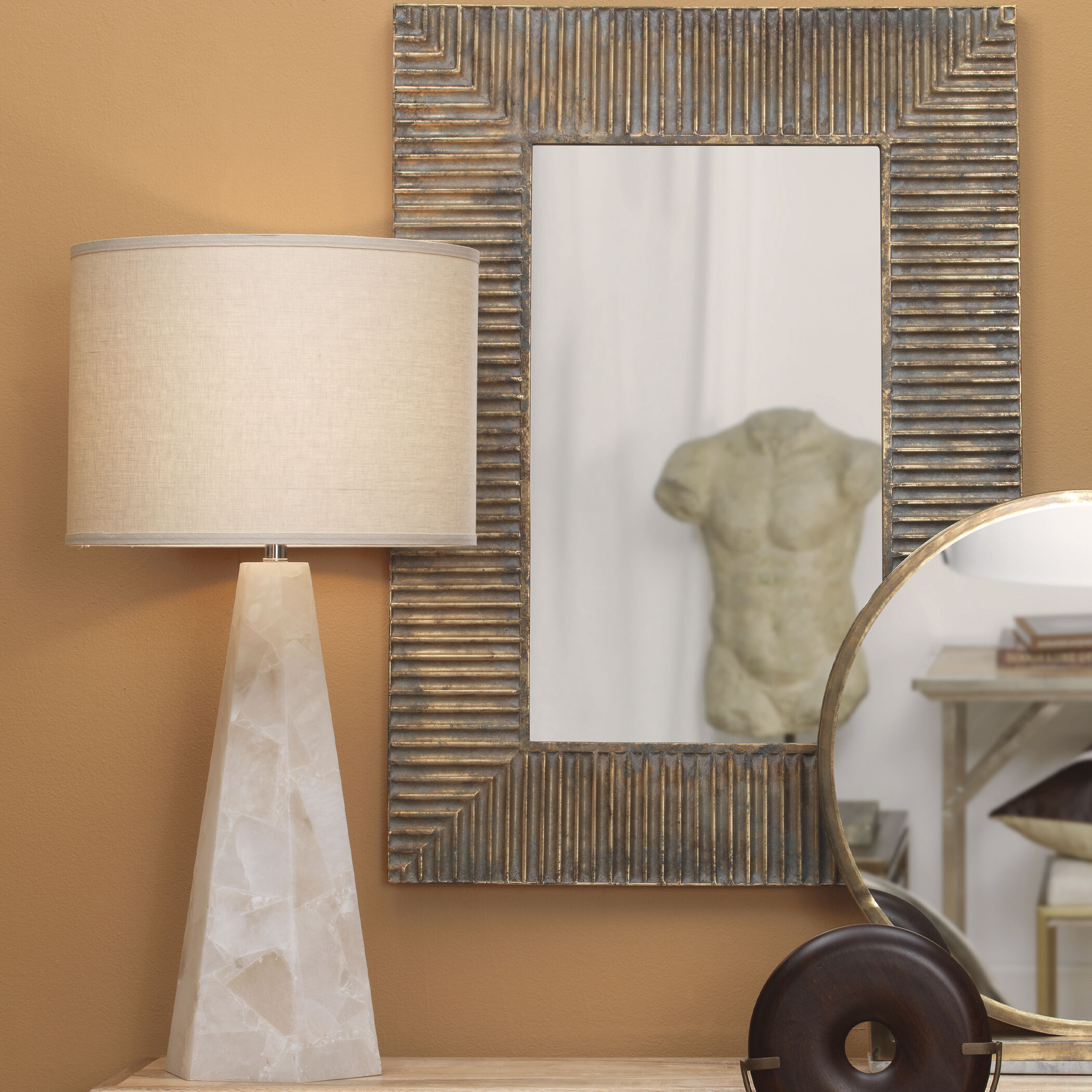 Borealis 37 inch 150.00 watt Alabaster Table Lamp Portable Light, Hexagon