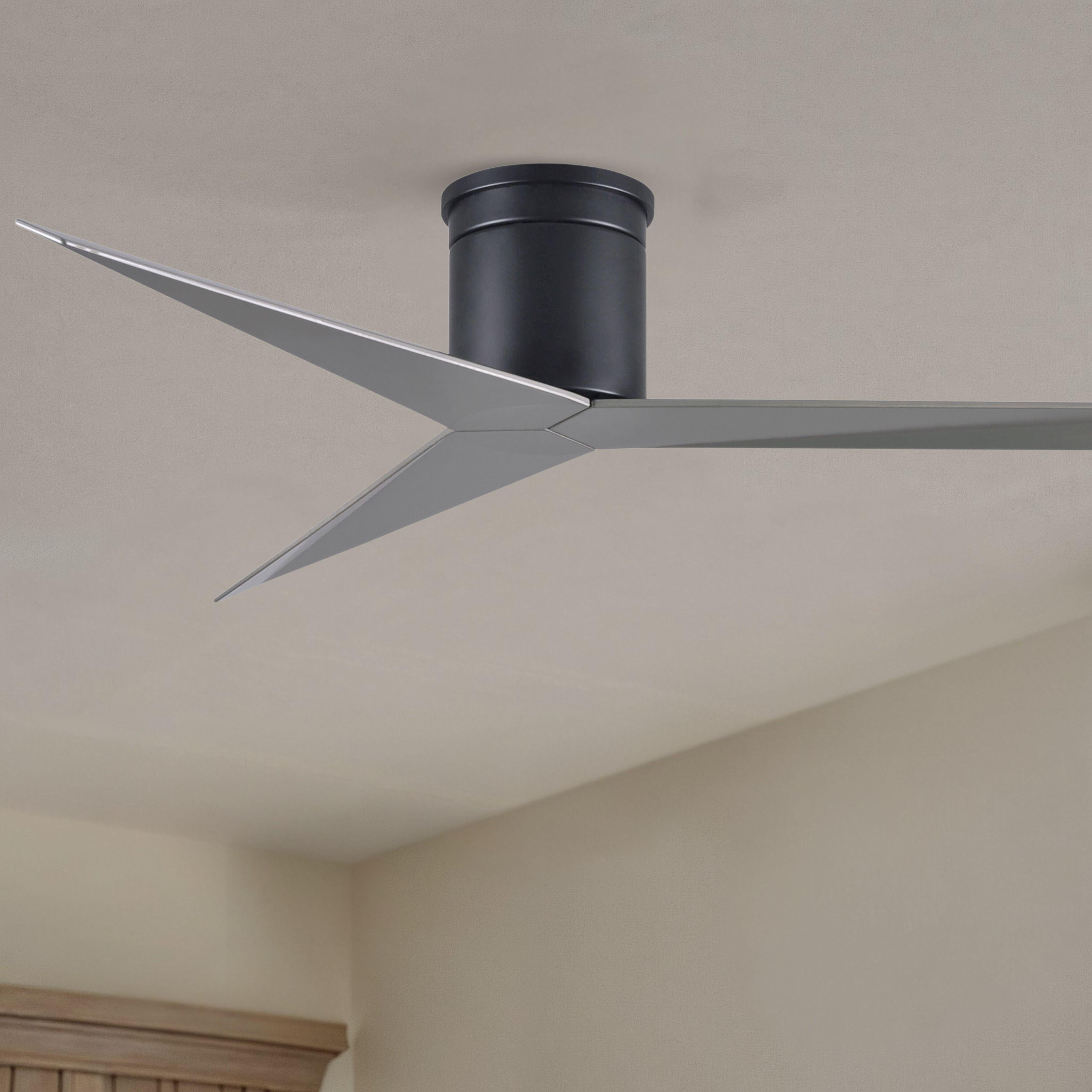 Atlas Eliza-H 56 inch Matte Black with Brushed Nickel Blades Flush Mount Ceiling Fan, Atlas
