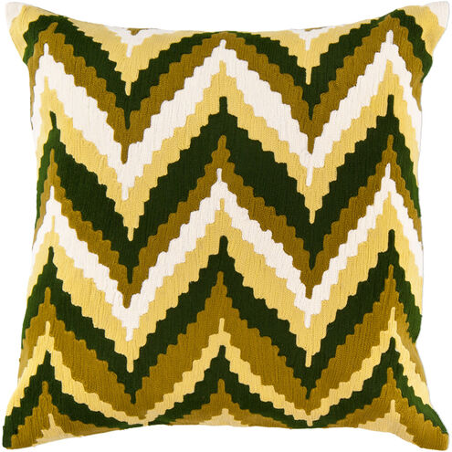 Ikat Chevron 22 inch Olive, Bright Yellow, Cream, Dark Green Pillow Kit