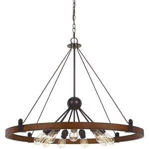 Lucca 9 Light 29 inch Oak and Iron Chandelier Ceiling Light