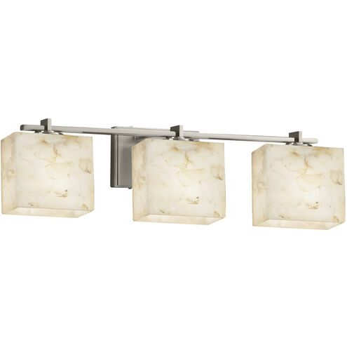 Alabaster Rocks 3 Light 25.75 inch Brushed Nickel Bath Bar Wall Light in LED, Rectangle, Rectangle