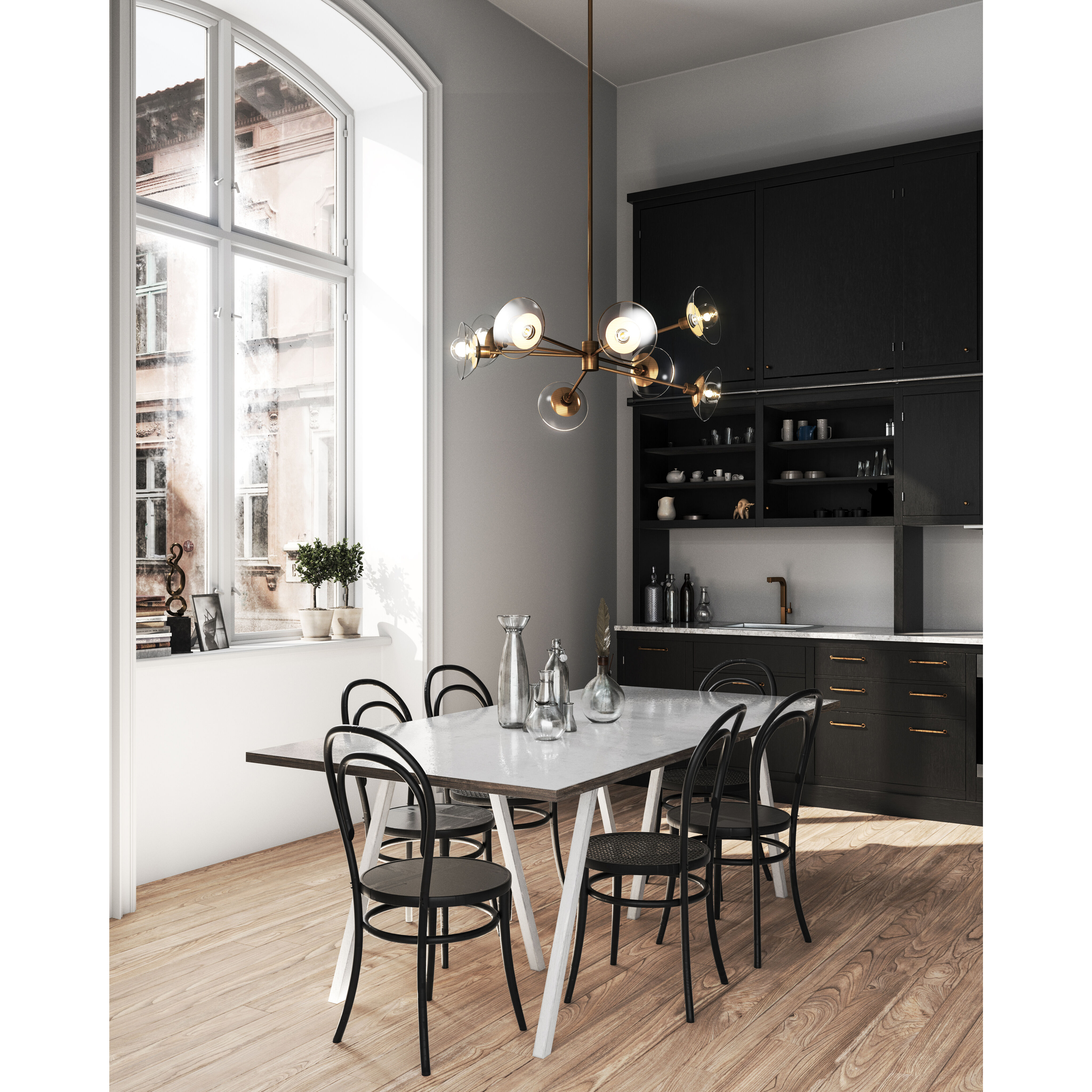 Alora Mood Francesca 8 Light 40 inch Aged Gold/Clear Glass Chandelier Ceiling Light