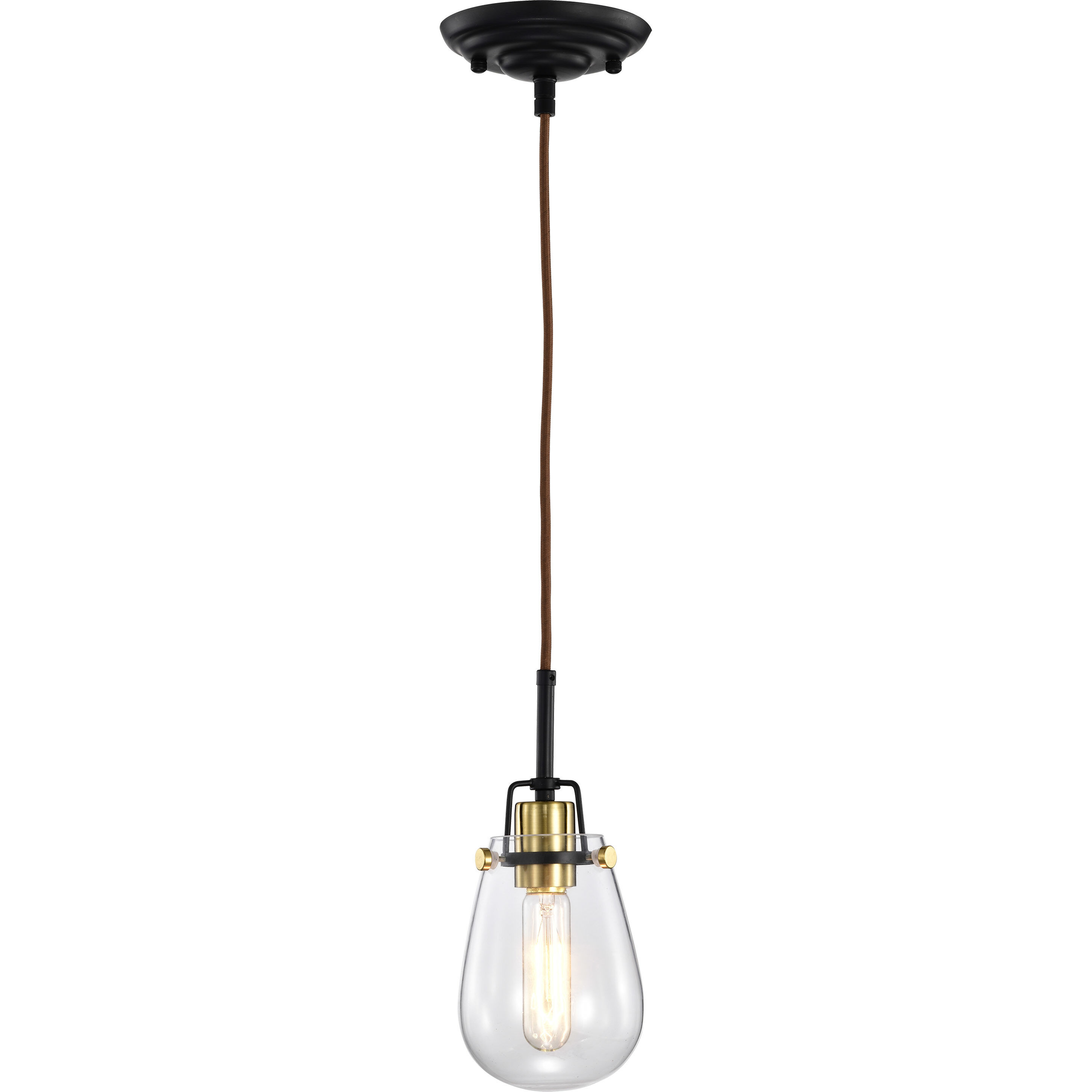 Toleo 1 Light 4.75 inch Black and Vintage Brass Accents Mini Pendant Ceiling Light