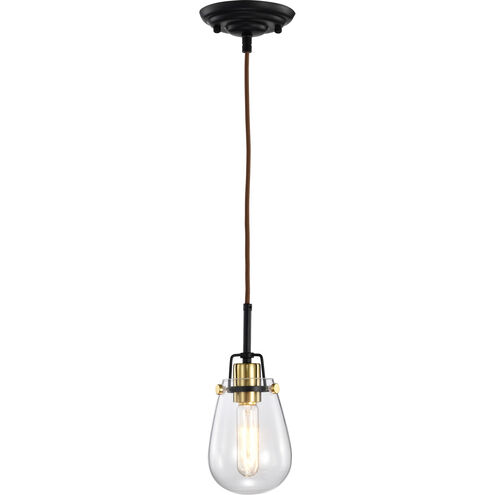 Toleo 1 Light 5 inch Black and Vintage Brass Accents Mini Pendant Ceiling Light