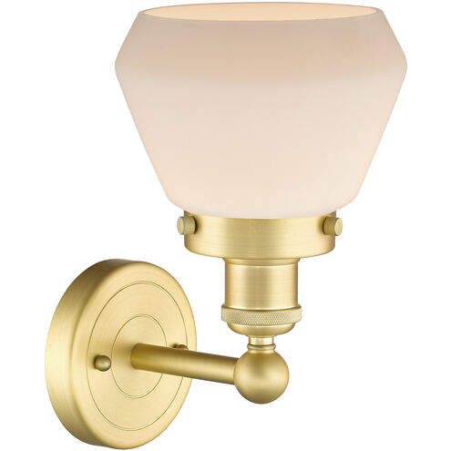 Fulton 1 Light 6.5 inch Satin Gold Sconce Wall Light in Matte White Glass