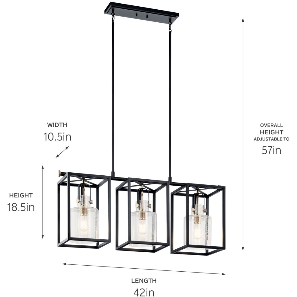 Kitner 3 Light 10.5 inch Polished Nickel Chandelier Linear Ceiling Light