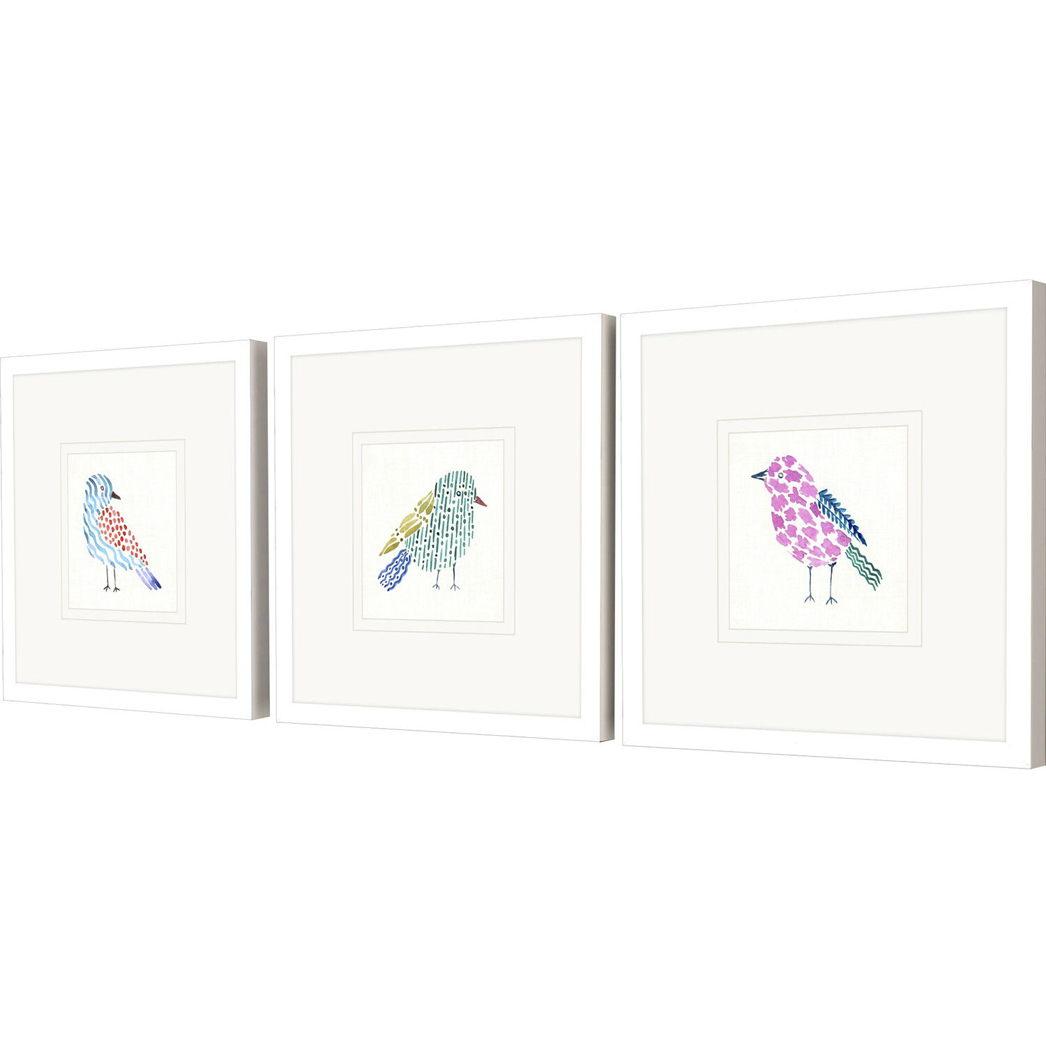 Conversation Birds Multi and Pink and Blue and Green Framed Art, Propac