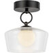 Alora Mood Leota LED 8 inch Matte Black/Clear Glass Semi-Flush Mount Ceiling Light