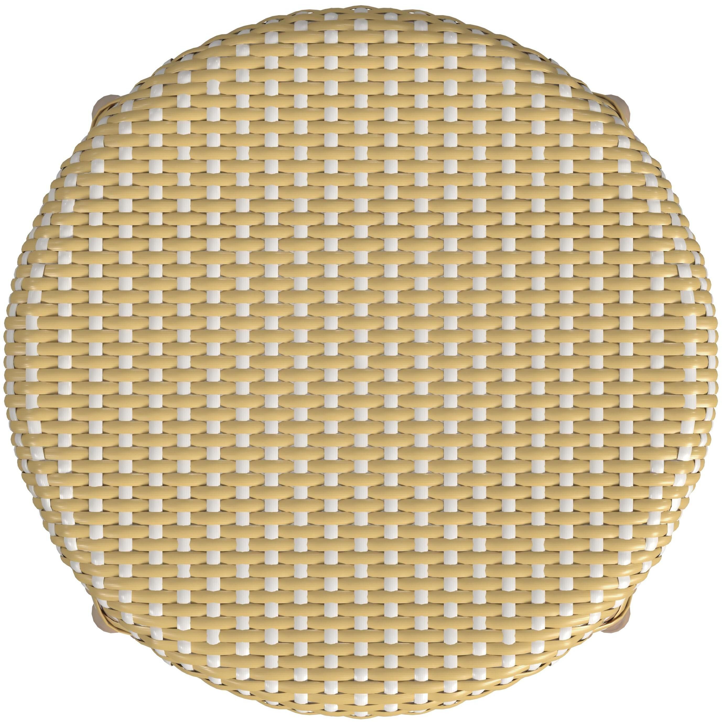 Tobias Rattan Round 24" Counter Stool in Yellow and White Dot