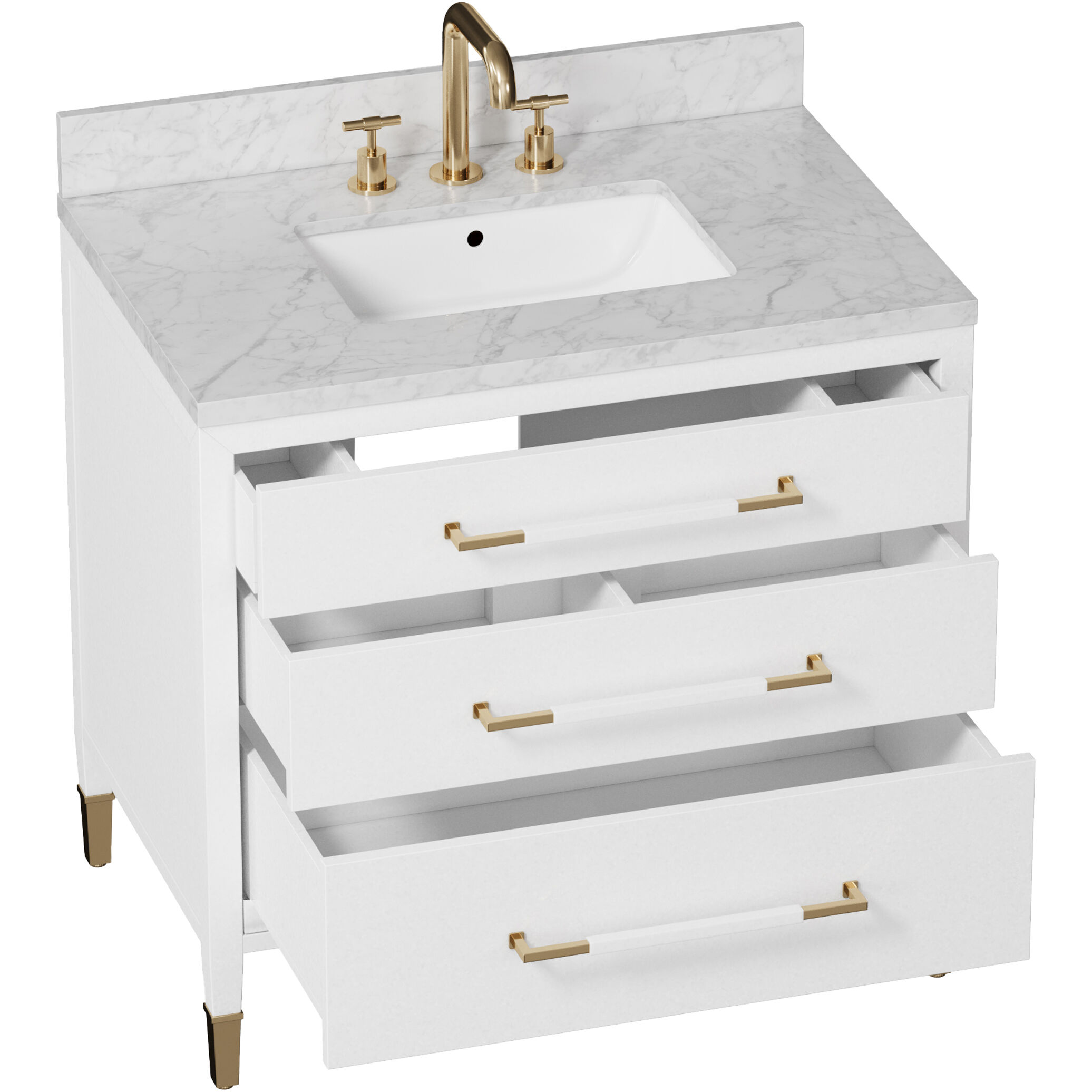 Verona 36 X 34 inch Acrylic White/Natural/White/Champagne Vanity with Undermount Sink