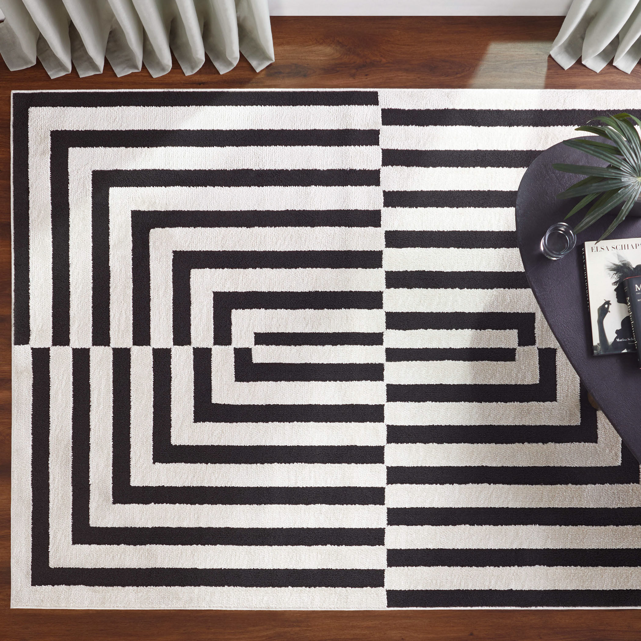 Optika 158 X 118 inch Black/White Rug in 10 x 13