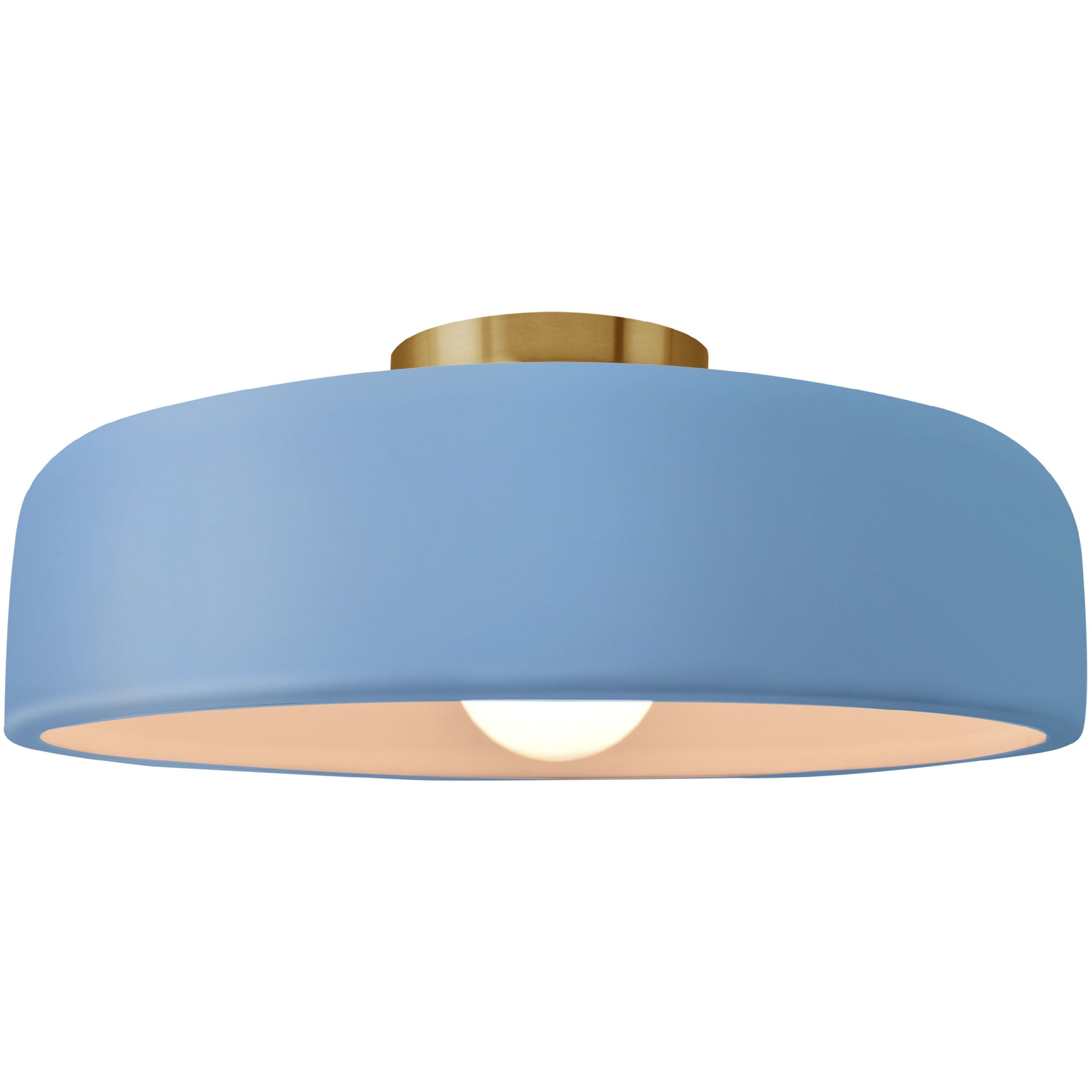 Radiance Collection - Spire LED 16 inch Sky Blue and Brushed Brass Semi-Flush Ceiling Light in Dedicated LED, 16W x 6.5H, Form+Finish+Function