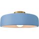 Radiance Collection - Spire LED 16 inch Sky Blue and Brushed Brass Semi-Flush Ceiling Light in Dedicated LED, 16W x 6.5H, Form+Finish+Function