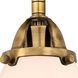 Nouveau 2 Large Cone Sconce Wall Light in Black Antique Brass, Matte White Glass