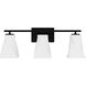 Stetson 3 Light 24.5 inch Matte Black Bath Light Wall Light, Large